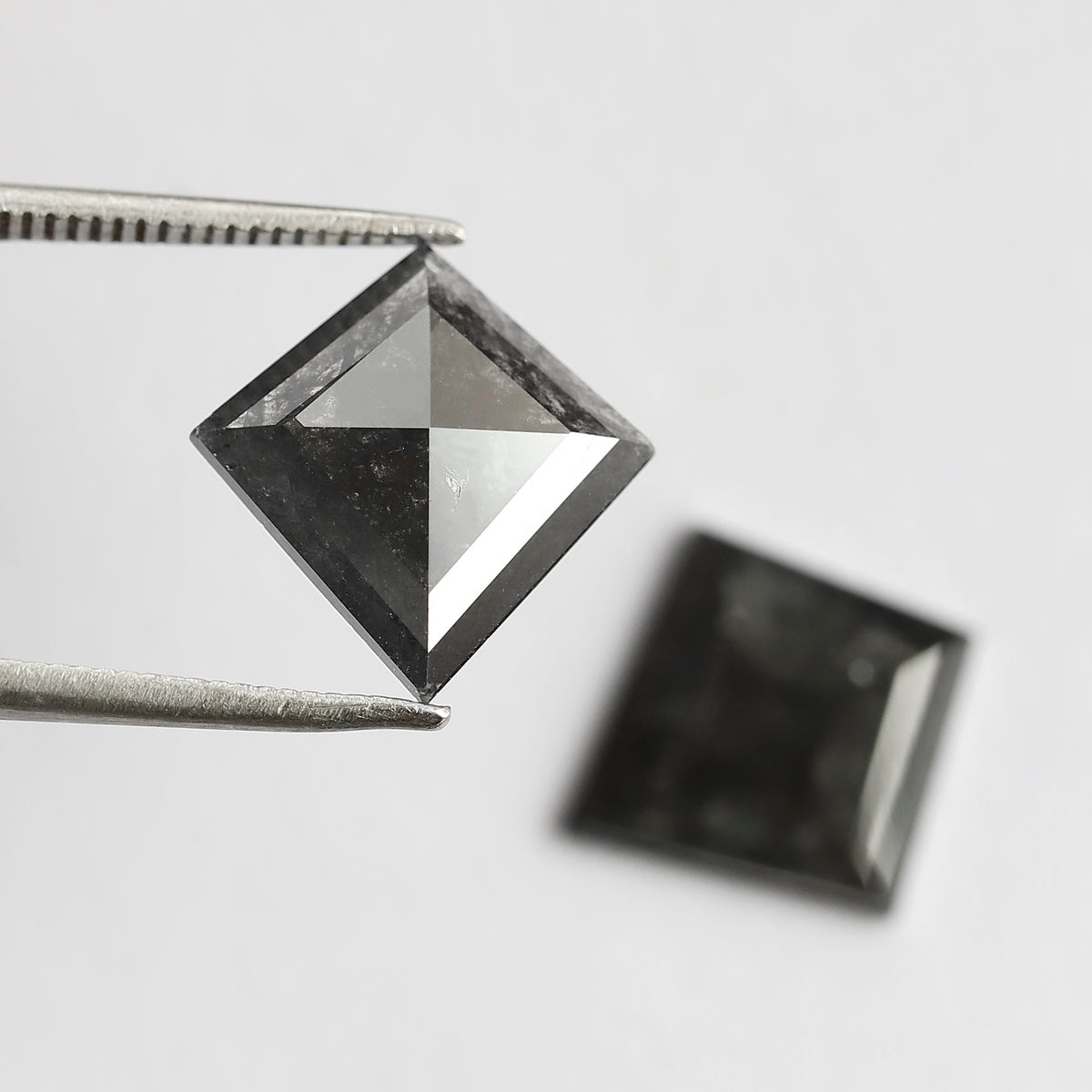 Pair Of 5.72 CT Kite Shape Loose Black Color 13.60 MM Salt and Pepper Diamond For Earring