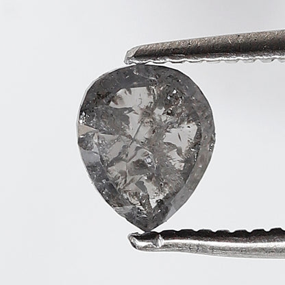 0.71 Ct 6 MM Pear Shape Salt and Pepper Diamond Grey Black Color Natural Loose Diamond