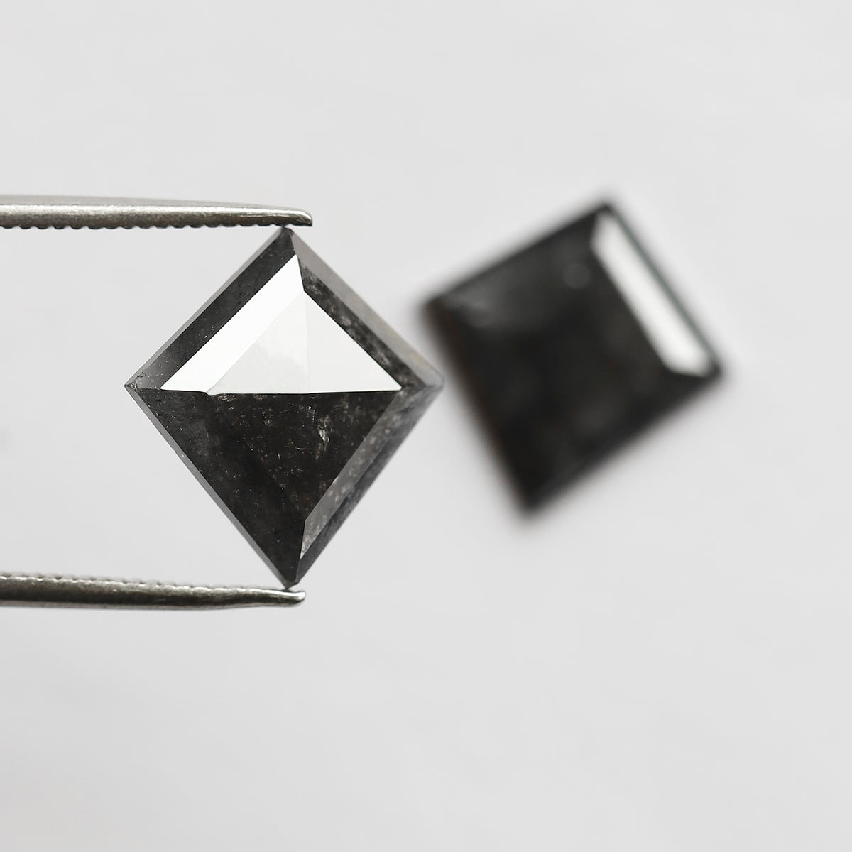 Pair Of 5.72 CT Kite Shape Loose Black Color 13.60 MM Salt and Pepper Diamond For Earring