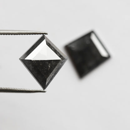 Pair Of 5.72 CT Kite Shape Loose Black Color 13.60 MM Salt and Pepper Diamond For Earring