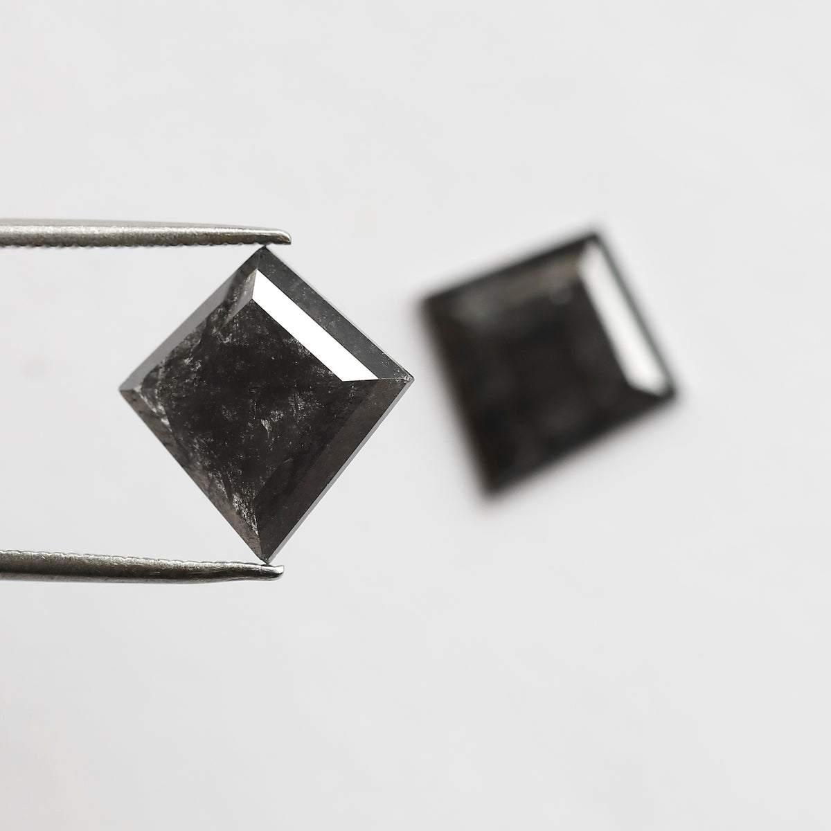 Pair Of 5.72 CT Kite Shape Loose Black Color 13.60 MM Salt and Pepper Diamond For Earring
