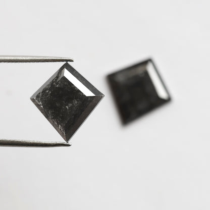 Pair Of 5.72 CT Kite Shape Loose Black Color 13.60 MM Salt and Pepper Diamond For Earring
