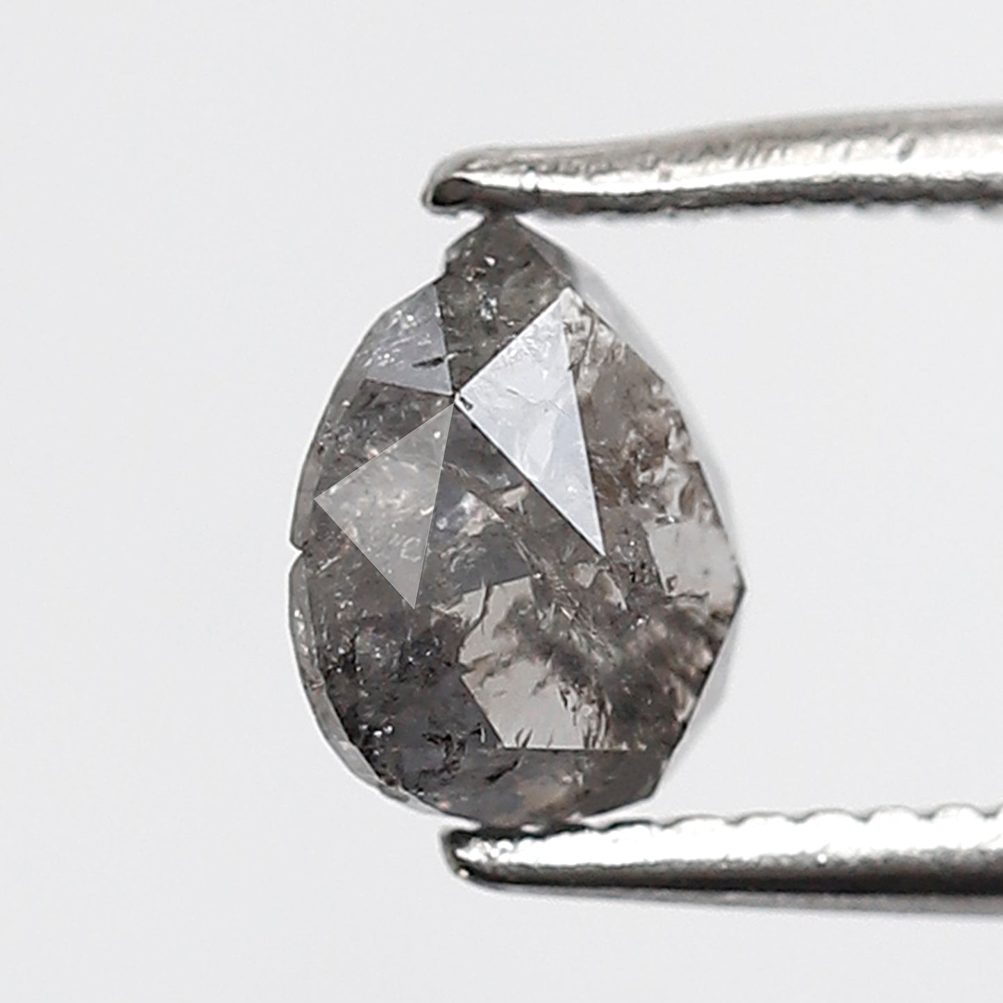 0.71 Ct 6 MM Pear Shape Salt and Pepper Diamond Grey Black Color Natural Loose Diamond