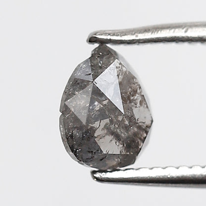 0.71 Ct 6 MM Pear Shape Salt and Pepper Diamond Grey Black Color Natural Loose Diamond