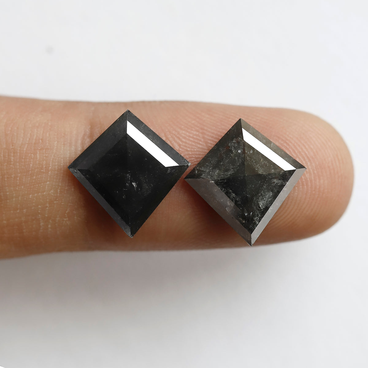 Pair Of 5.72 CT Kite Shape Loose Black Color 13.60 MM Salt and Pepper Diamond For Earring