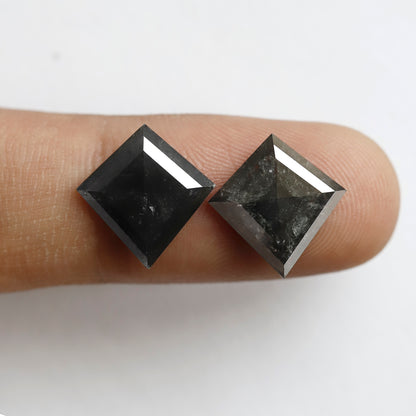 Pair Of 5.72 CT Kite Shape Loose Black Color 13.60 MM Salt and Pepper Diamond For Earring