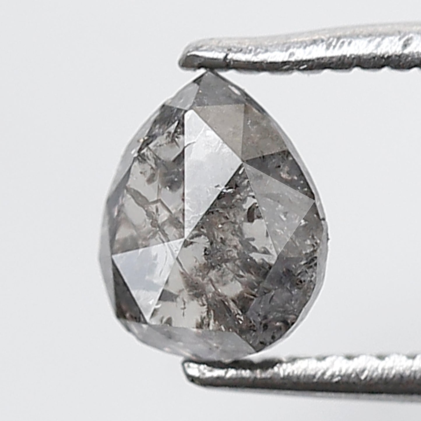 0.71 Ct 6 MM Pear Shape Salt and Pepper Diamond Grey Black Color Natural Loose Diamond