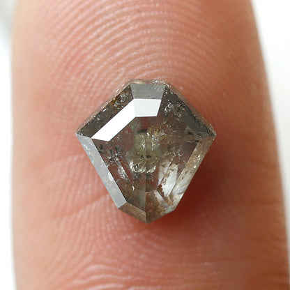 Modified Cut 1.70 Ct Salt & Pepper Diamond, Gray Translucent Natural Diamond, Loose Ethical Stone for Pendant