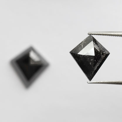 4.32 Ct 11.80 MM Pair Of Kite Shape Loose Natural Salt and Pepper Natural Black Color Diamond For Earring