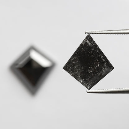 4.32 Ct 11.80 MM Pair Of Kite Shape Loose Natural Salt and Pepper Natural Black Color Diamond For Earring