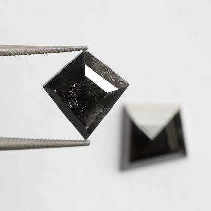 4.32 Ct 11.80 MM Pair Of Kite Shape Loose Natural Salt and Pepper Natural Black Color Diamond For Earring