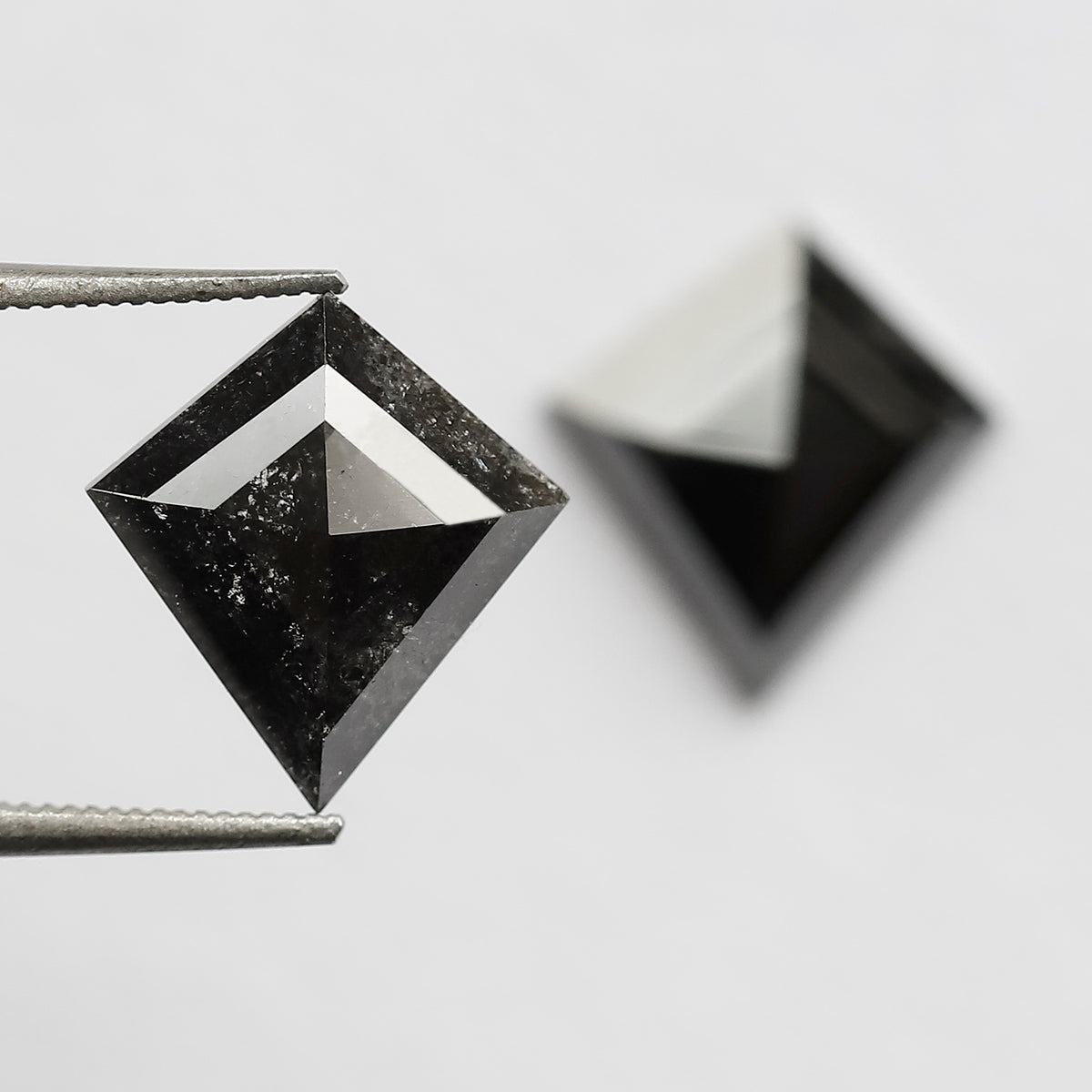 4.32 Ct 11.80 MM Pair Of Kite Shape Loose Natural Salt and Pepper Natural Black Color Diamond For Earring