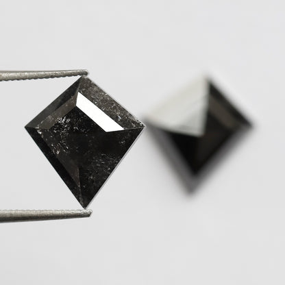 4.32 Ct 11.80 MM Pair Of Kite Shape Loose Natural Salt and Pepper Natural Black Color Diamond For Earring