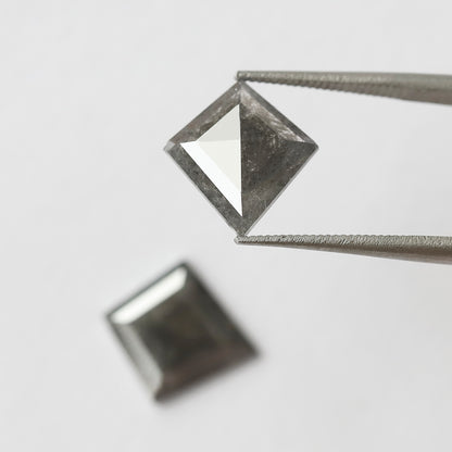 3.20 CT 11.40 MM Pair of Kite Shape Loose Natural Salt and Pepper Dark Stormy Gray Color Diamond For Jewelry