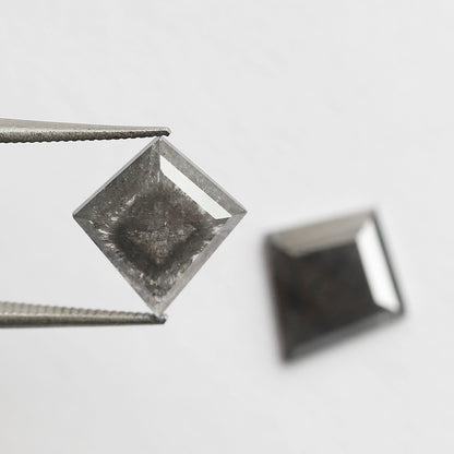 3.20 CT 11.40 MM Pair of Kite Shape Loose Natural Salt and Pepper Dark Stormy Gray Color Diamond For Jewelry