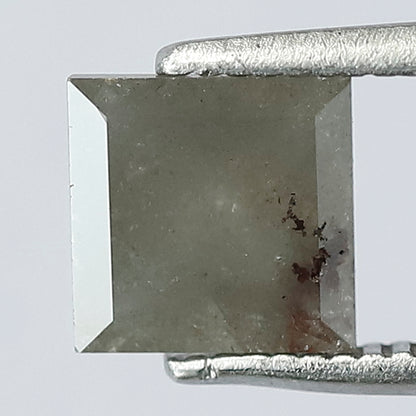 1.21 CT 6.1 mm x 6.1 mm x 3.8 mm Princess Shape Natural Loose Diamond Natural Grey Black Color Salt and Pepper Diamond For Wedding Ring
