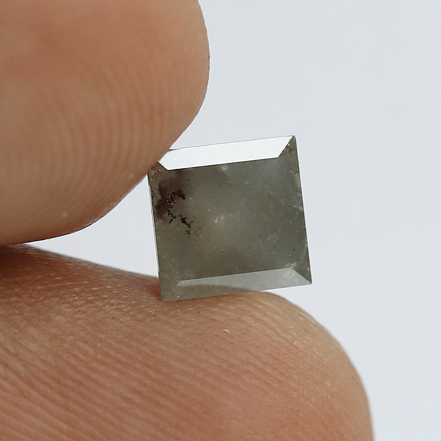 1.21 CT 6.1 mm x 6.1 mm x 3.8 mm Princess Shape Natural Loose Diamond Natural Grey Black Color Salt and Pepper Diamond For Wedding Ring