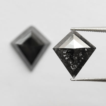 Pair Of 3.04 CT Kite Shape Loose Natural Diamond 11.20 MM Natural Black Color Salt and Pepper Diamond For Jewelry