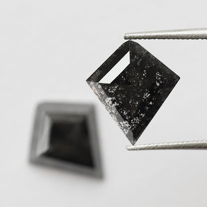 Pair Of 3.04 CT Kite Shape Loose Natural Diamond 11.20 MM Natural Black Color Salt and Pepper Diamond For Jewelry