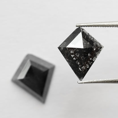 Pair Of 3.04 CT Kite Shape Loose Natural Diamond 11.20 MM Natural Black Color Salt and Pepper Diamond For Jewelry
