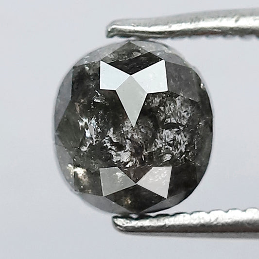 1.35 CT 6.30 mm x 5.80 mm x 3.70 mm Natural Loose Diamond Salt and Pepper Oval Shape Natural Grey Black Diamond Ideal For Anniversary Ring