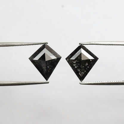Pair Of 3.04 CT Kite Shape Loose Natural Diamond 11.20 MM Natural Black Color Salt and Pepper Diamond For Jewelry