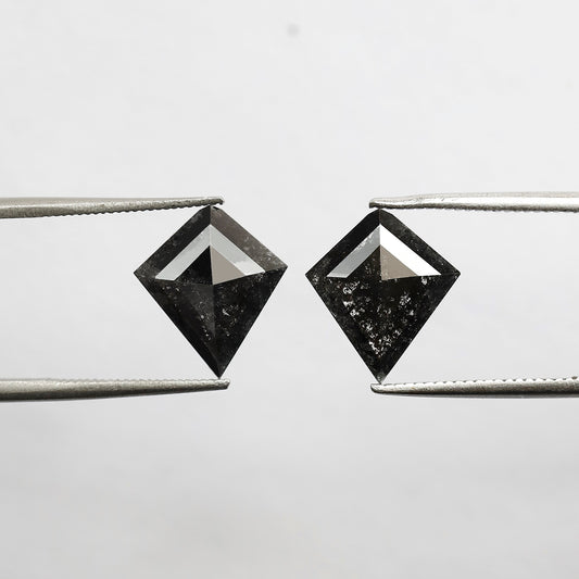 Pair Of 3.04 CT Kite Shape Loose Natural Diamond 11.20 MM Natural Black Color Salt and Pepper Diamond For Jewelry