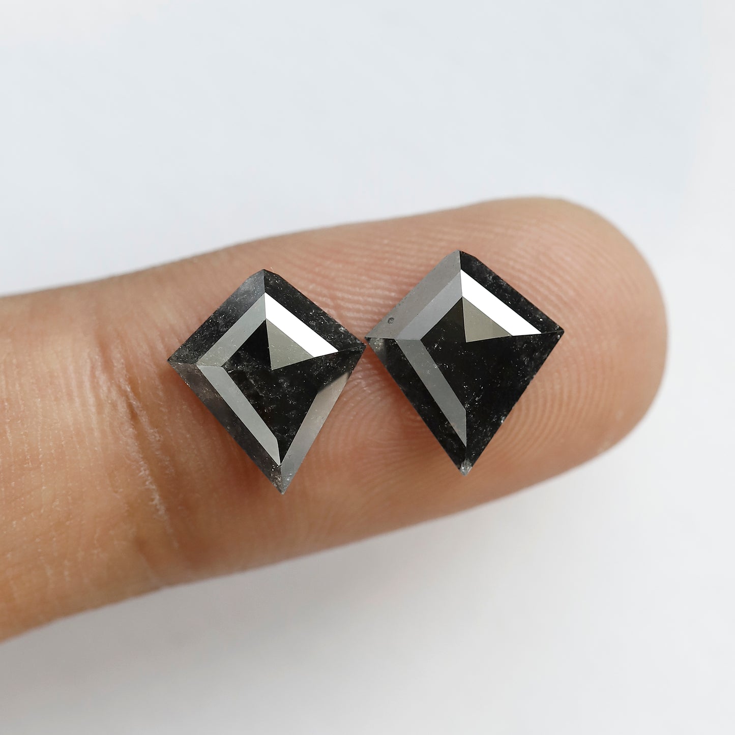 Pair Of 3.04 CT Kite Shape Loose Natural Diamond 11.20 MM Natural Black Color Salt and Pepper Diamond For Jewelry