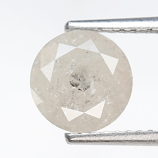 2.05 Ct 7.50 MM Round Brilliant Cut Natural Loose Diamond Misty White Color Salt and Pepper Diamond