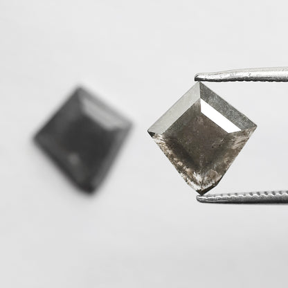Pair Of 2.46 CT Modified Kite Shape Loose Natural 10 MM Stormy Gray Color Salt and pepper Diamond For Wedding Jewelry