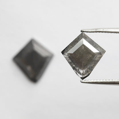 Pair Of 2.46 CT Modified Kite Shape Loose Natural 10 MM Stormy Gray Color Salt and pepper Diamond For Wedding Jewelry