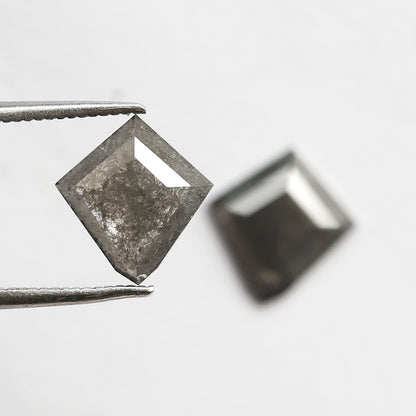 Pair Of 2.46 CT Modified Kite Shape Loose Natural 10 MM Stormy Gray Color Salt and pepper Diamond For Wedding Jewelry