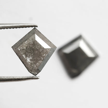 Pair Of 2.46 CT Modified Kite Shape Loose Natural 10 MM Stormy Gray Color Salt and pepper Diamond For Wedding Jewelry