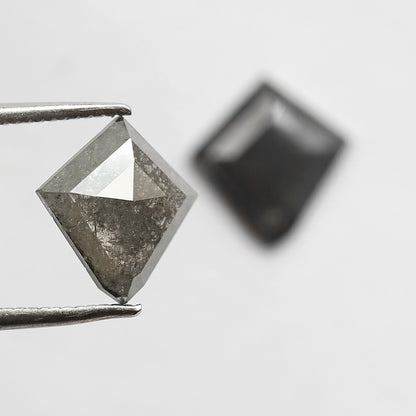 Pair Of 2.46 CT Modified Kite Shape Loose Natural 10 MM Stormy Gray Color Salt and pepper Diamond For Wedding Jewelry