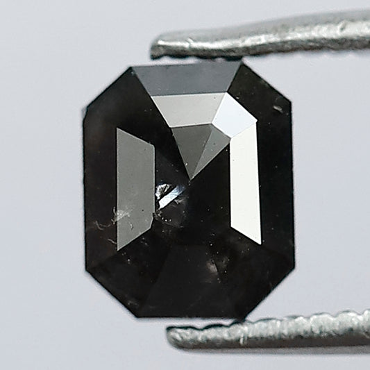 0.88 CT Emerald Shape Natural Loose Diamond Grayish Black 6.2 x 5.1 x 2.6 MM Natural Emerald Cut Salt and Pepper Diamond