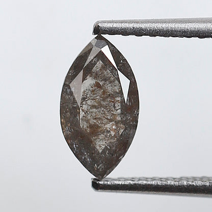 0.63 Ct Marquise Salt and Pepper Diamond, Gray Black Natural Loose Diamond, 8.50 mm Earth Mined Stone