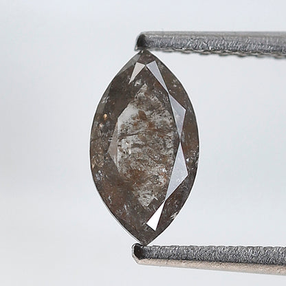 0.63 Ct Marquise Salt and Pepper Diamond, Gray Black Natural Loose Diamond, 8.50 mm Earth Mined Stone
