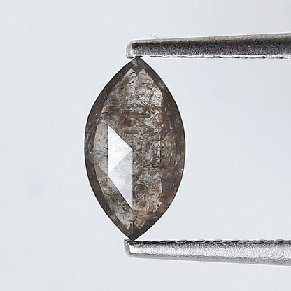 0.63 Ct Marquise Salt and Pepper Diamond, Gray Black Natural Loose Diamond, 8.50 mm Earth Mined Stone