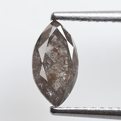 0.63 Ct Marquise Salt and Pepper Diamond, Gray Black Natural Loose Diamond, 8.50 mm Earth Mined Stone