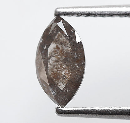 0.63 Ct Marquise Salt and Pepper Diamond, Gray Black Natural Loose Diamond, 8.50 mm Earth Mined Stone