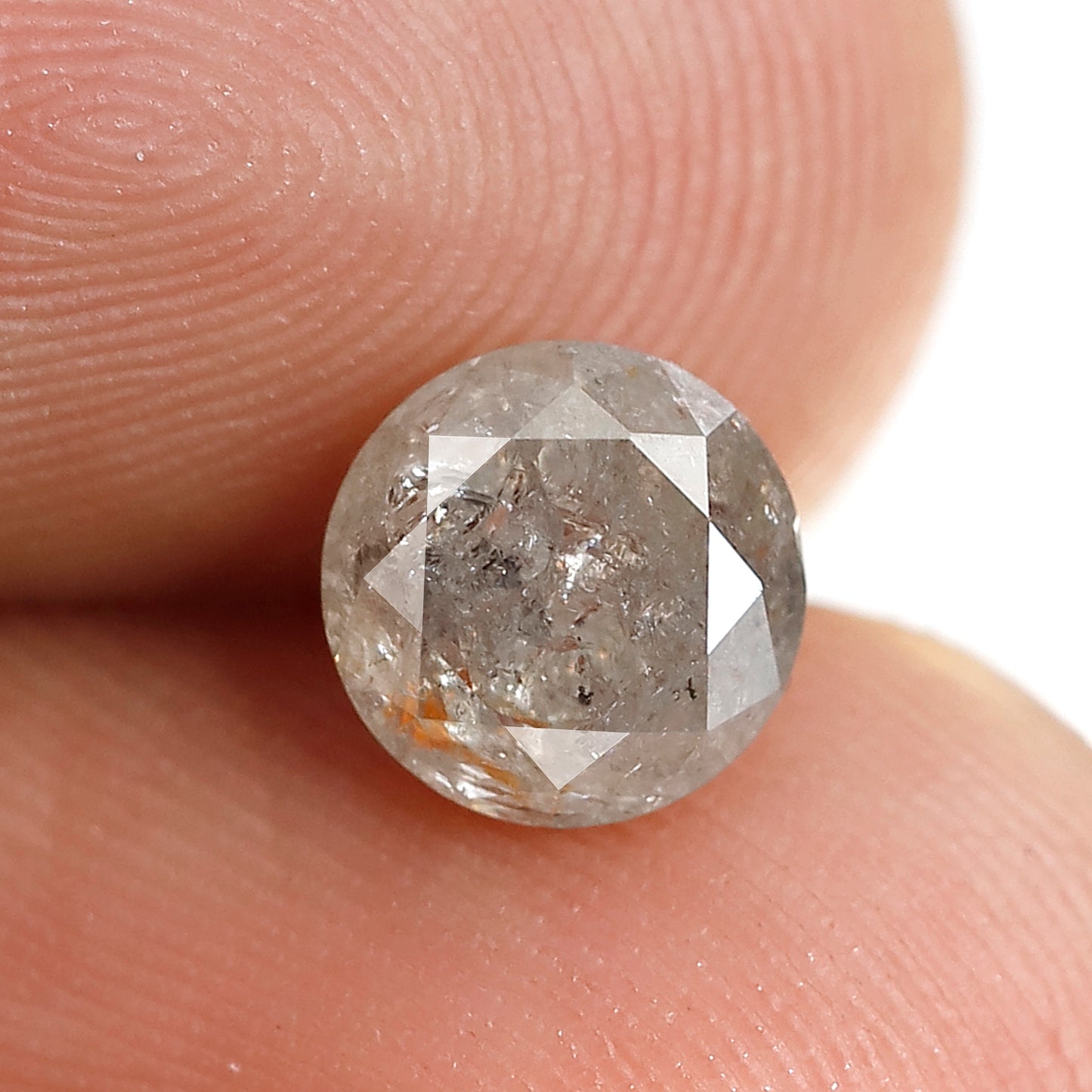 1.57 CT 6.70 MM Round Brilliant Cut Diamond Natural Loose Round Salt and Pepper Diamond Natural Gray Black Color Diamond