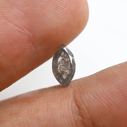 0.63 Ct Marquise Salt and Pepper Diamond, Gray Black Natural Loose Diamond, 8.50 mm Earth Mined Stone