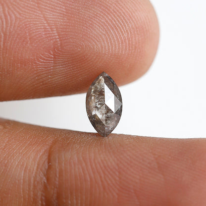 0.63 Ct Marquise Salt and Pepper Diamond, Gray Black Natural Loose Diamond, 8.50 mm Earth Mined Stone