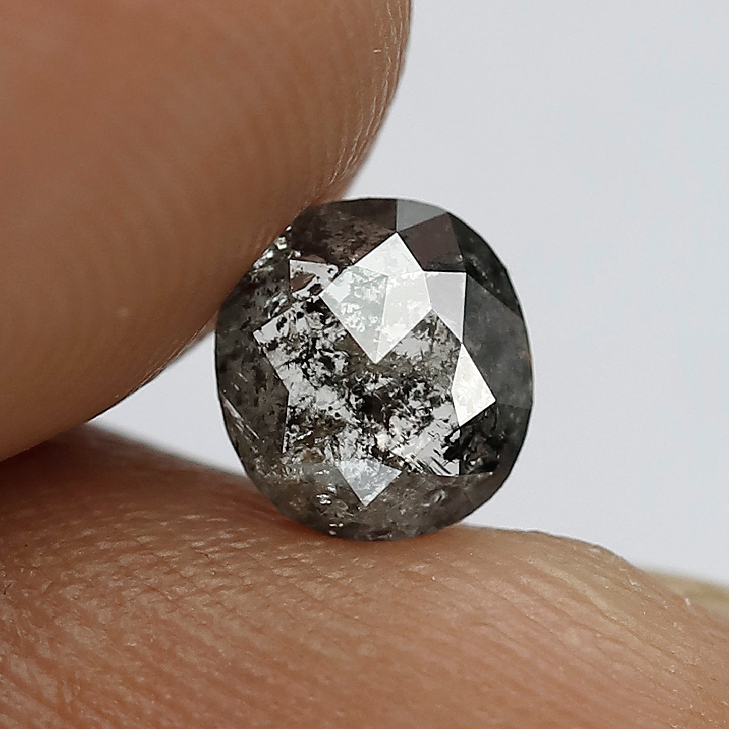 Natural Grey Black color 0.65 CT Oval Shape Natural Loose Salt and Pepper Diamond