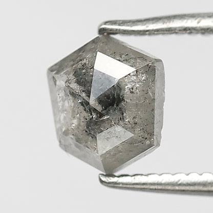 0.90 CT Modified Shape Salt and Pepper Diamond 6 mm  For Unique Ring