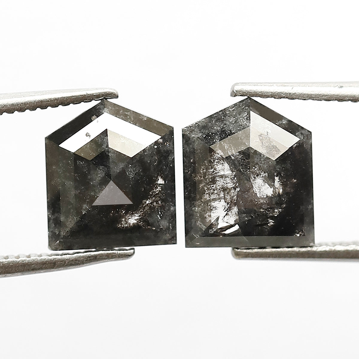 3.50 Ct Pair Blackish Grey Salt and Pepper Diamonds | Modified Bullet Cut Loose Diamonds for Earrings