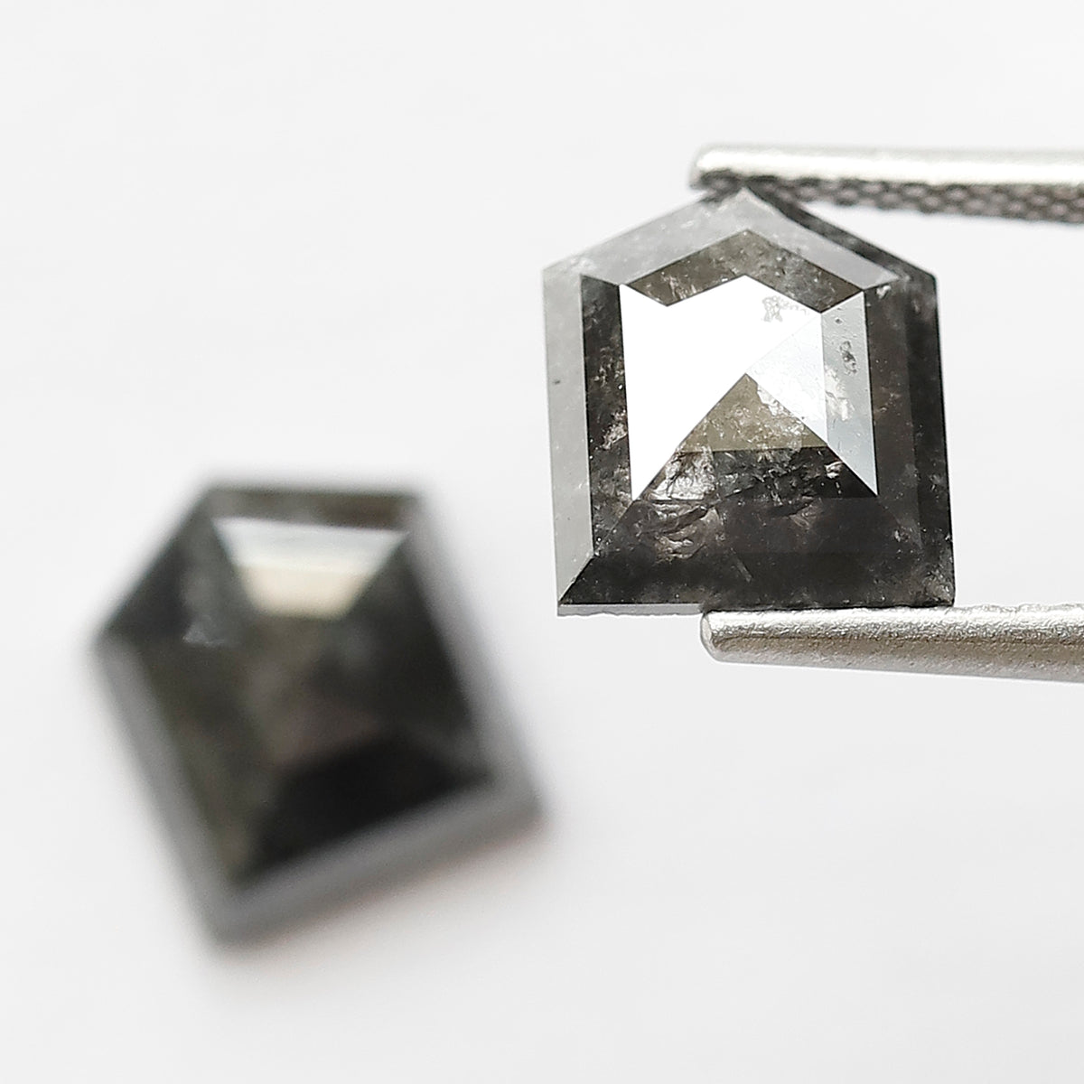 3.50 Ct Pair Blackish Grey Salt and Pepper Diamonds | Modified Bullet Cut Loose Diamonds for Earrings