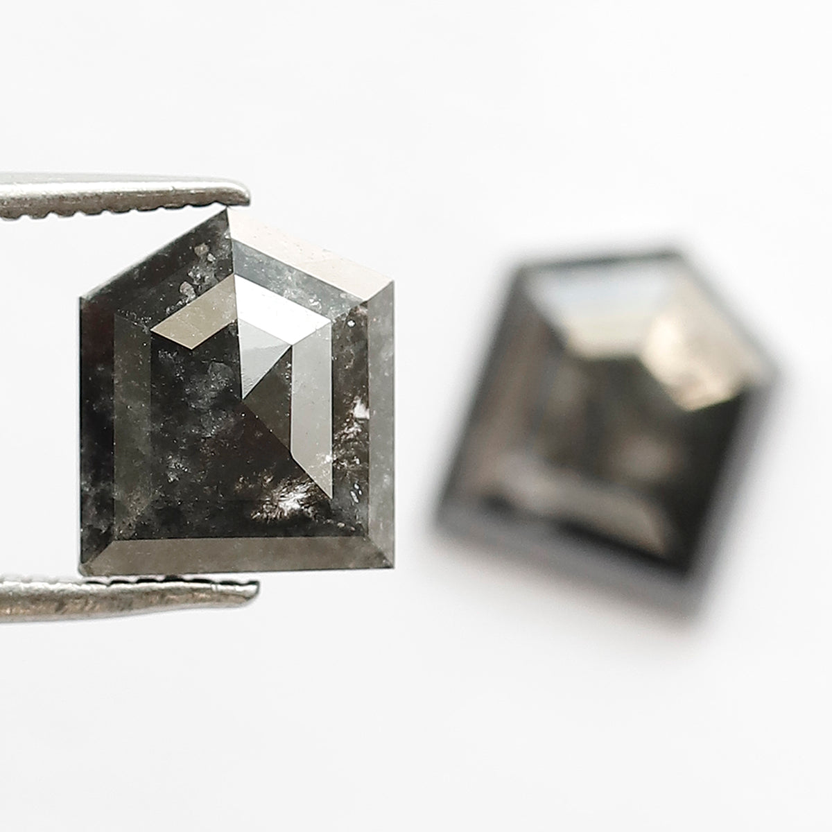 3.50 Ct Pair Blackish Grey Salt and Pepper Diamonds | Modified Bullet Cut Loose Diamonds for Earrings