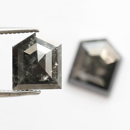 3.50 Ct Pair Blackish Grey Salt and Pepper Diamonds | Modified Bullet Cut Loose Diamonds for Earrings