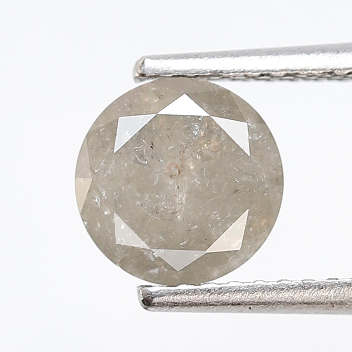 Natural Loose Round Shape Salt and Pepper Diamond 1.38 CT 6 MM Cloudy Grey Color Round Brilliant Cut Diamond